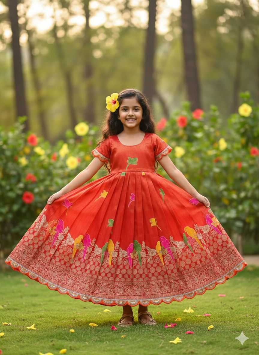 Ynf Tissue Silk RIN235 QUEEN Kids Wear Wholesale Kids Gown Kids Anarkali Suits Kids Ethnic Gowns Manufacturer- Kapda Export