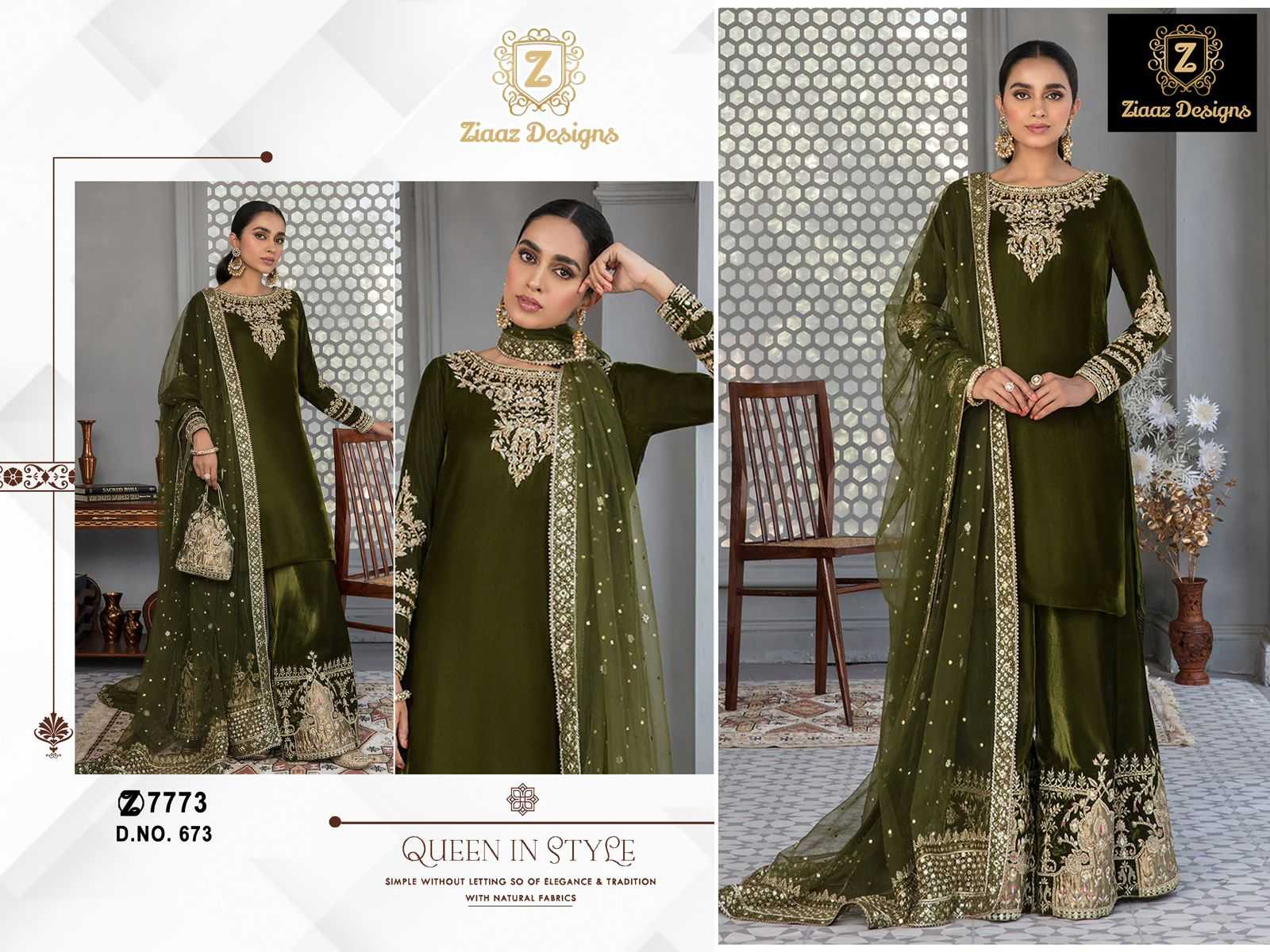 Ynf Velvet KESH530 Ziaaz 673 Suits & Dresses Festive Collections Wholesale Velvet Suits Semi Stitched Suits Embroidered Suits Manufacturer- Kapda Export
