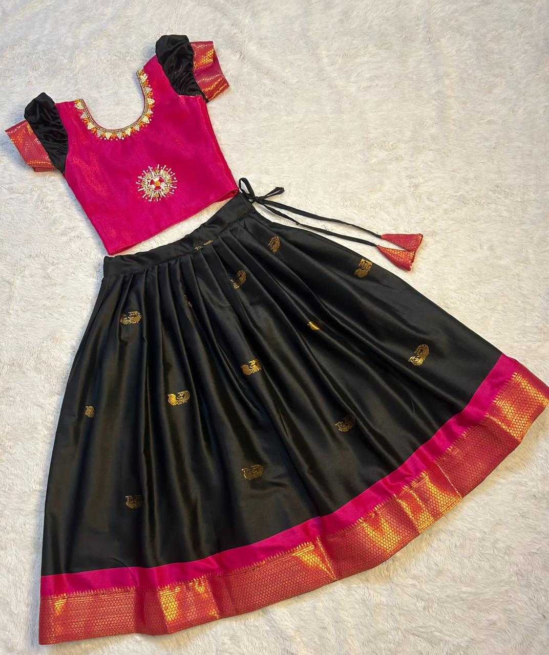Ynf Aura Silk RIN235 Sankranti Kids Wear Wholesale Kids Lehenga Kids Traditional Outfits Kids Navratri Outfits Manufacturer- Kapda Export