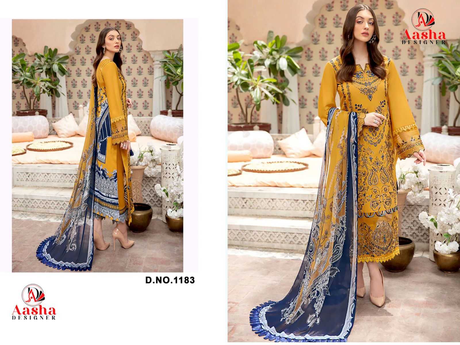 Ynf Chiffon Cotton KESH586 AASHA 1183 Suits & Dresses Wholesale Unstitched Suits Embroidery Suits Semi-Stitched Suits Manufacturer- Kapda Export