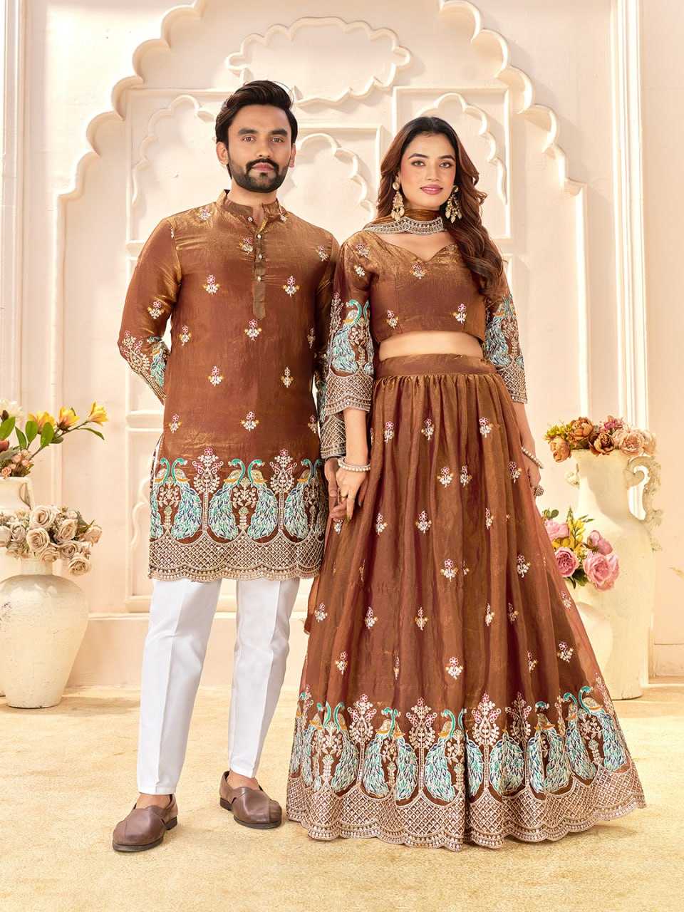 Ynf FENDY RIN131 07 Couple Wear Festive Collections Wholesale Couple Matching Ethnic Outfits Festive Matching Couple Dresses Designer Ethnic Outfits for Couples Manufacturer- Kapda Export