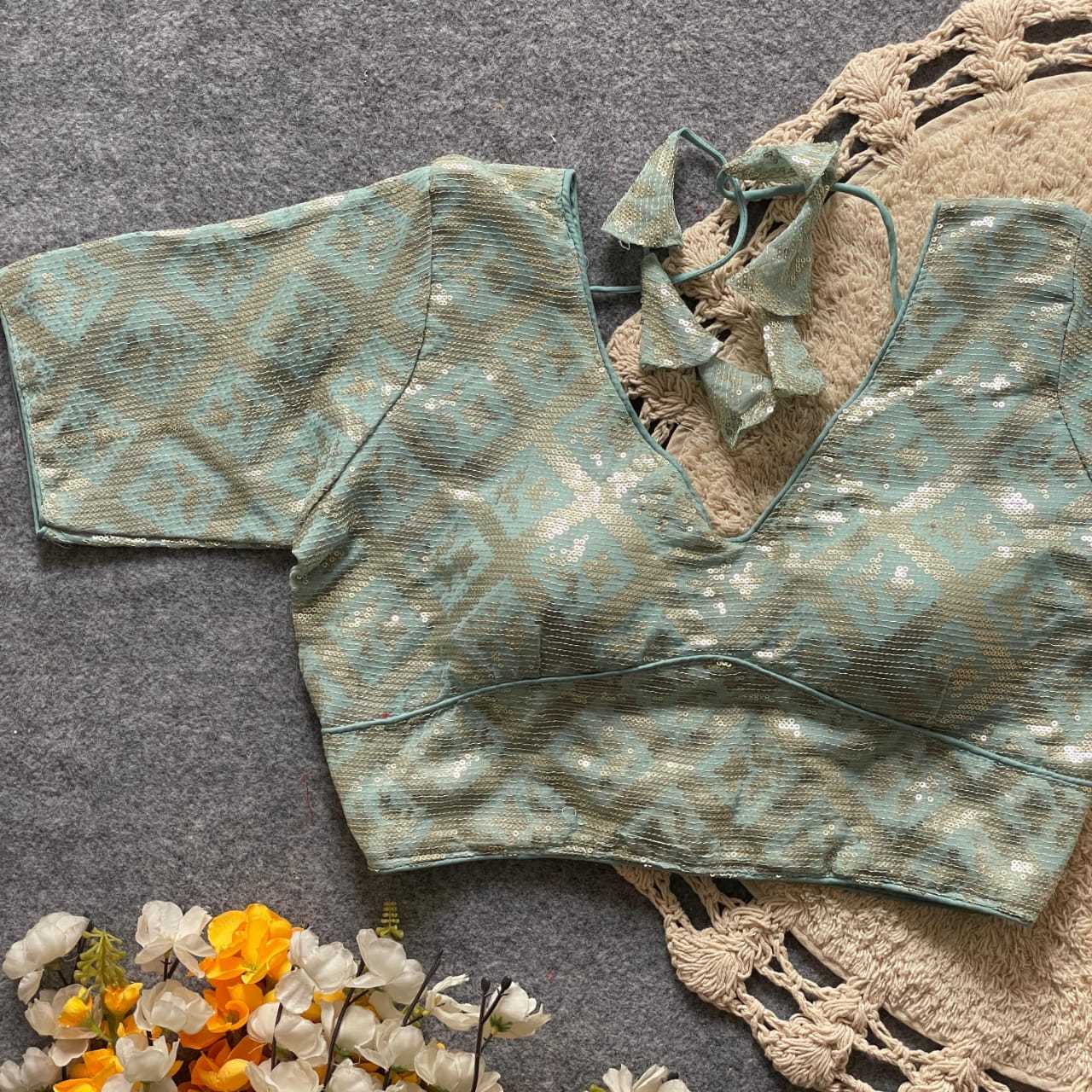 Ynf Georgette KESH411 REETU Readymade Blouses Wholesale Sequence Embroidery Blouse Embroidered Blouses Party Wear Blouse Manufacturer- Kapda Export