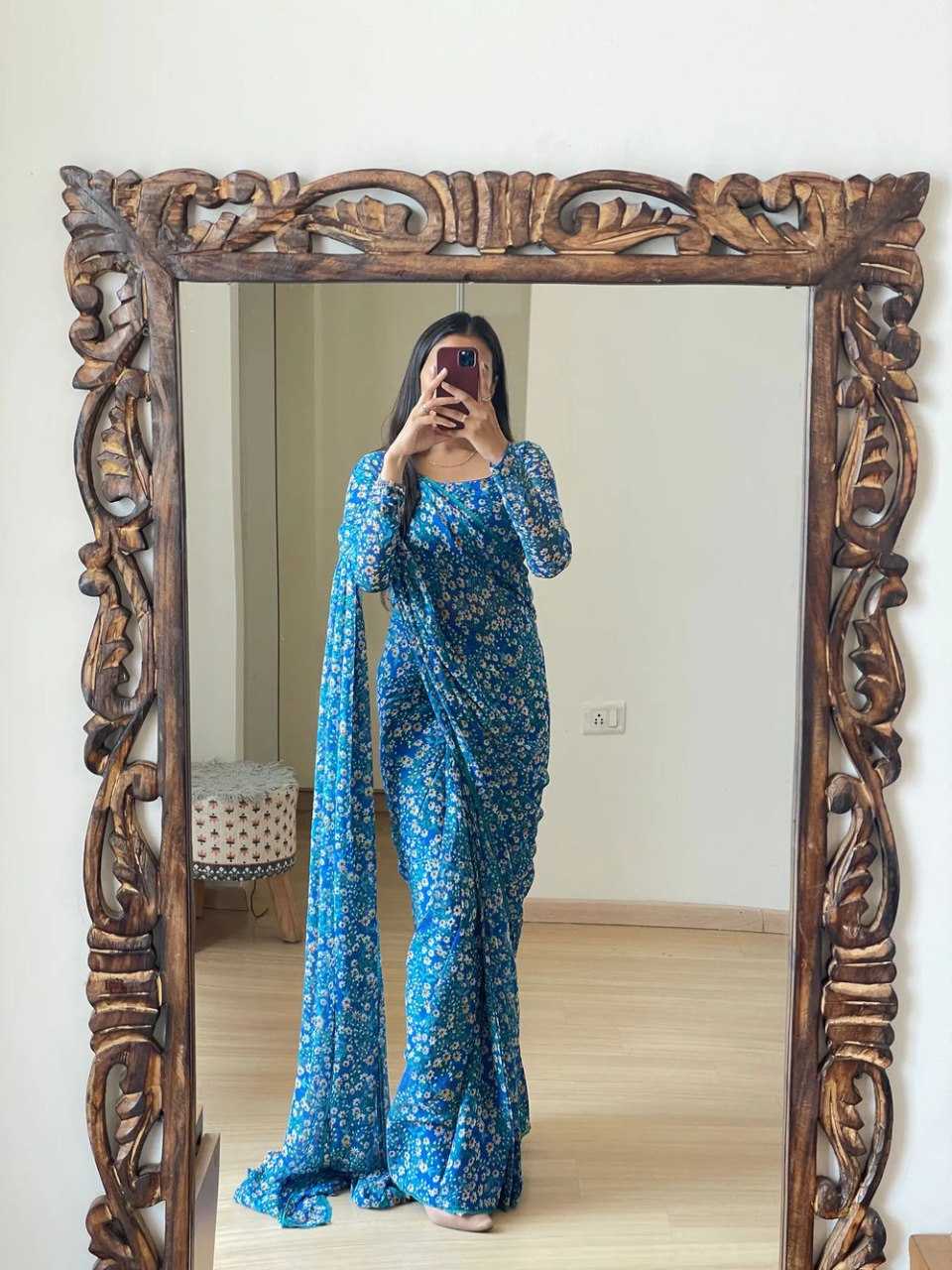 Ynf Georgette KESH606 293 Sarees Festive Collections Wholesale Ready To Wear Sarees Printed Georgette Saree Sarees With Blouse Manufacturer- Kapda Export