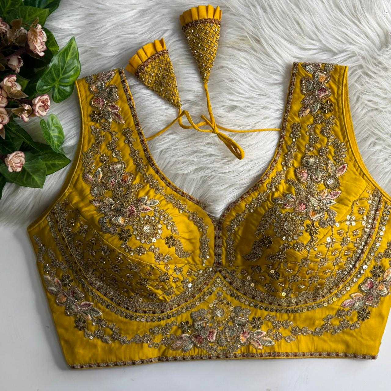 Ynf Heavy Roman Silk KESH530 RAINBOW Readymade Blouses Wholesale Sequence Embroidery Blouse Designer Blouse Embroidered Blouses Manufacturer- Kapda Export