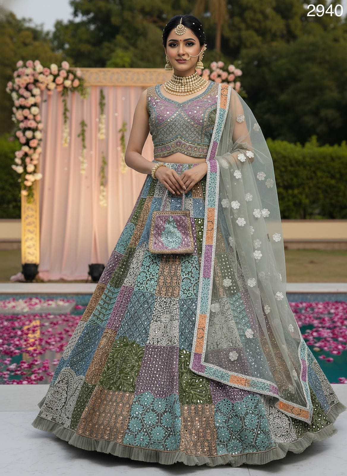 Ynf Net KESH530 2940 Lehengas Wedding Collections Wholesale Net Fancy Lehenga Embroidered Lehenga Mirror Work Lehenga Manufacturer- Kapda Export
