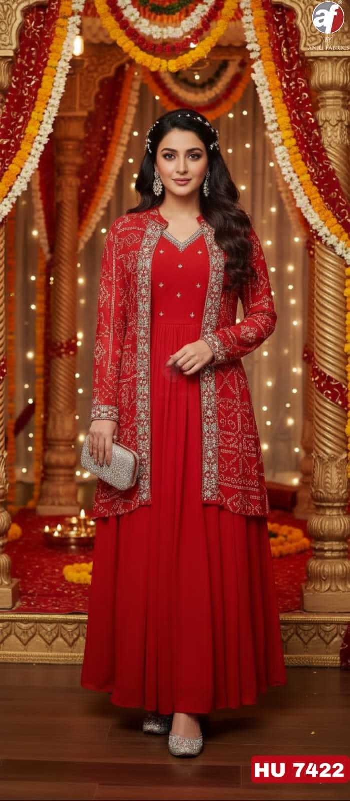 Ynf Pure Chiffon KESH530 ANUJ 7423 Gowns Festive Collections Wholesale Party Wear Gowns Designer Gowns Indo-Western Gown With Jacket Manufacturer- Kapda Export