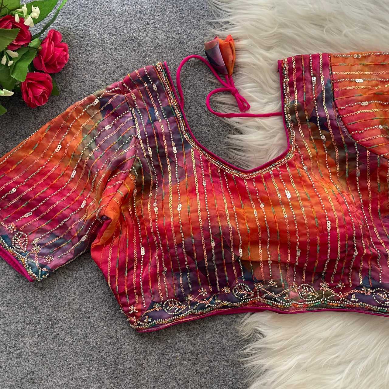 Ynf Silk KESH411 KIYARA Readymade Blouses Wholesale Sequence Embroidery Blouse Designer Blouse Embroidered Blouses Manufacturer- Kapda Export