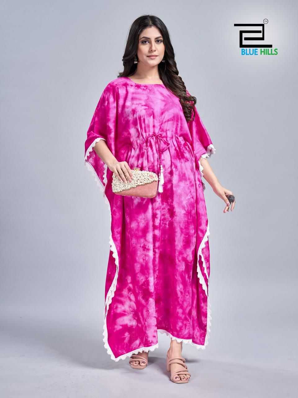 Ynf Slub Reyon KESH481 BLUE HILLS Kaftan VOL 1 Suits & Dresses Wholesale Printed Suits Kaftan Dresses Indo-Western Dresses Manufacturer- Kapda Export