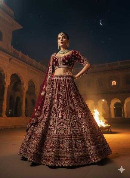 Ynf Velvet KESH639 006 Lehengas Wedding Collections Wholesale Wedding Lehenga Velvet Lehenga Thread Work Lehenga Manufacturer- Kapda Export