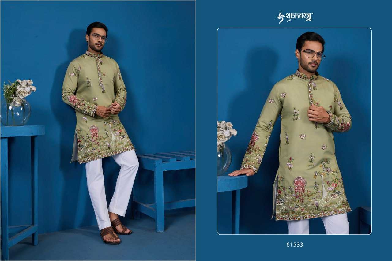 Ynf Viscose RIN202 SHUBHVASTRA VANTARA 61531 Mens Wear Festive Collections Wholesale Mens Kurta Pyjama Silk Kurta Embroidered Kurta Pajama Manufacturer- Kapda Export