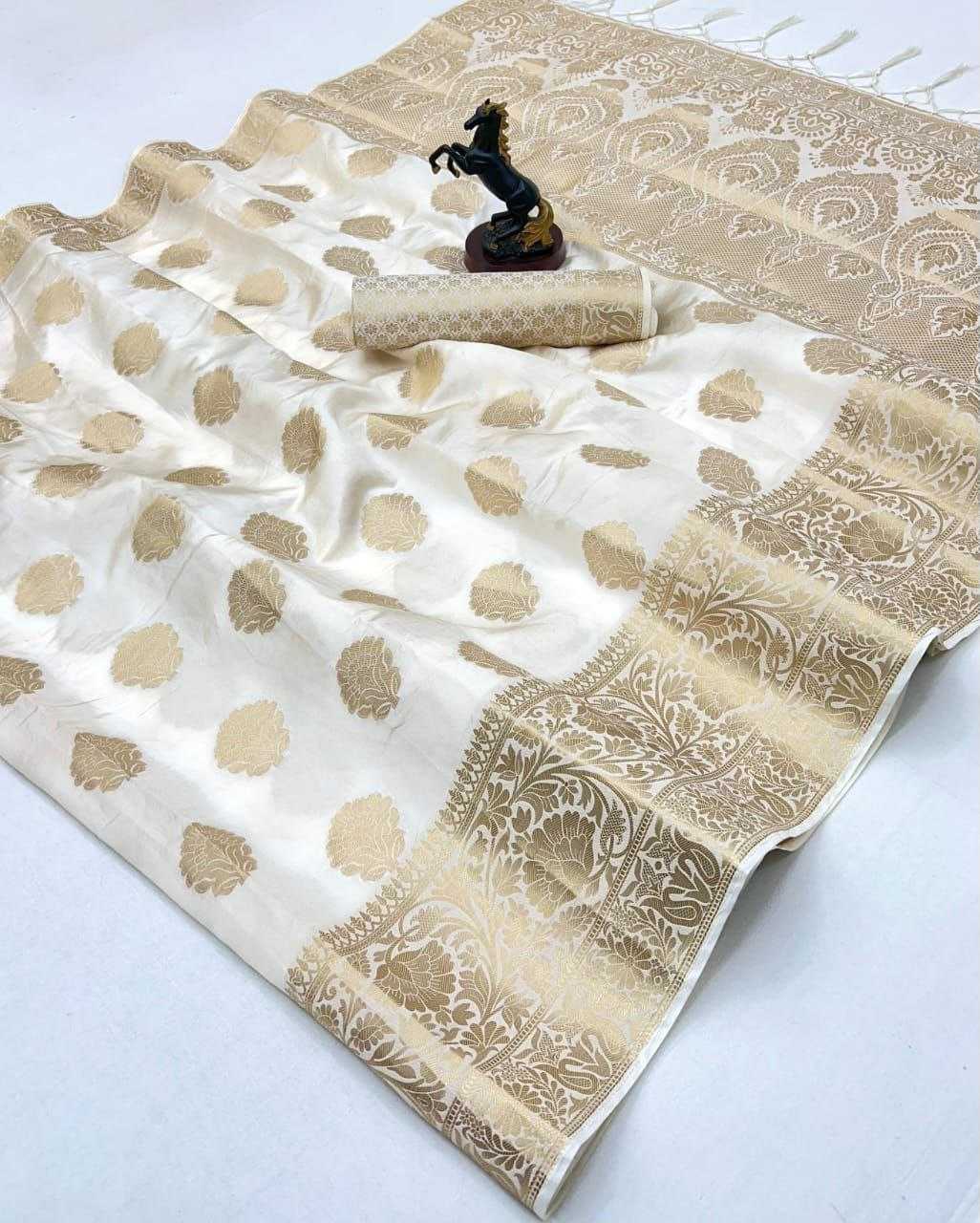 Ynf Banarasi Soft Silk RIN211 KUVERA Silk Sarees Wholesale Banarasi Silk Sarees Zari Border Silk Sarees White Silk Sarees Manufacturer- Kapda Export