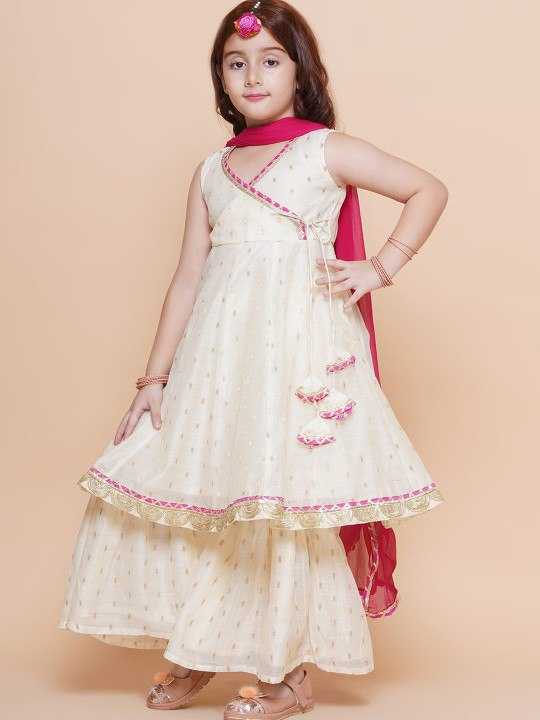 Ynf Chanderi Silk KESH642 08 Kids Wear Wholesale Kids Sharara Kids Traditional Outfits Kids Wedding Outfits Manufacturer- Kapda Export
