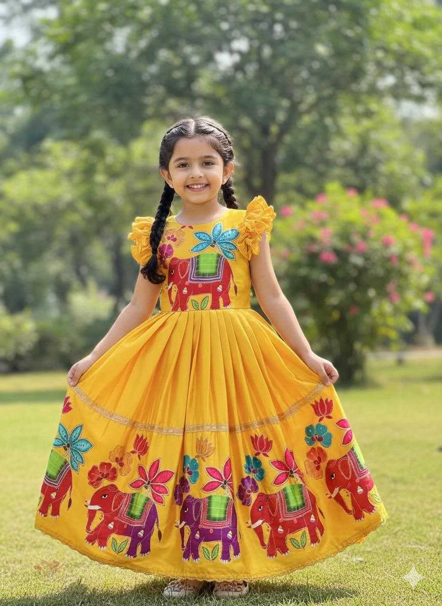 Ynf Chinon Silk KESH167 KIMI Kids Wear Wholesale Kids Gown Kids Frocks Kids Party Wear Ethnic Manufacturer- Kapda Export
