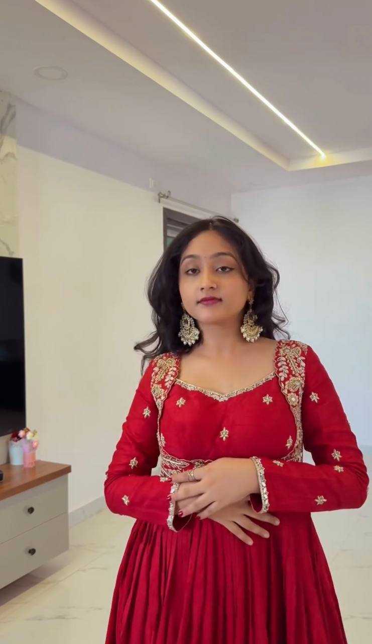 Ynf Chinon Silk KESH490 1322 Gowns Wholesale Embroidery Gowns Anarkali Gown Long Gowns Full Sleeve Gowns Sequin Gowns Manufacturer- Kapda Export