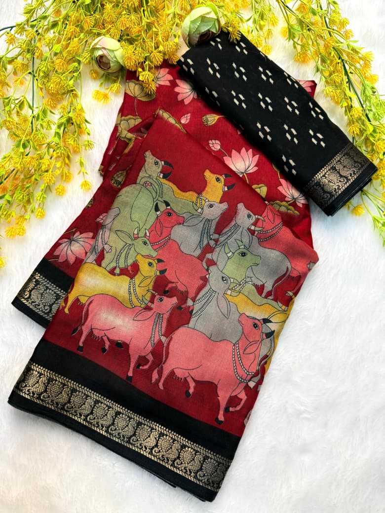 Ynf Cotton KESH573 pranjal Silk Sarees Wholesale Printed Silk Saree Silk Sarees With Contrast Pallu Kalamkari Silk Sarees Manufacturer- Kapda Export