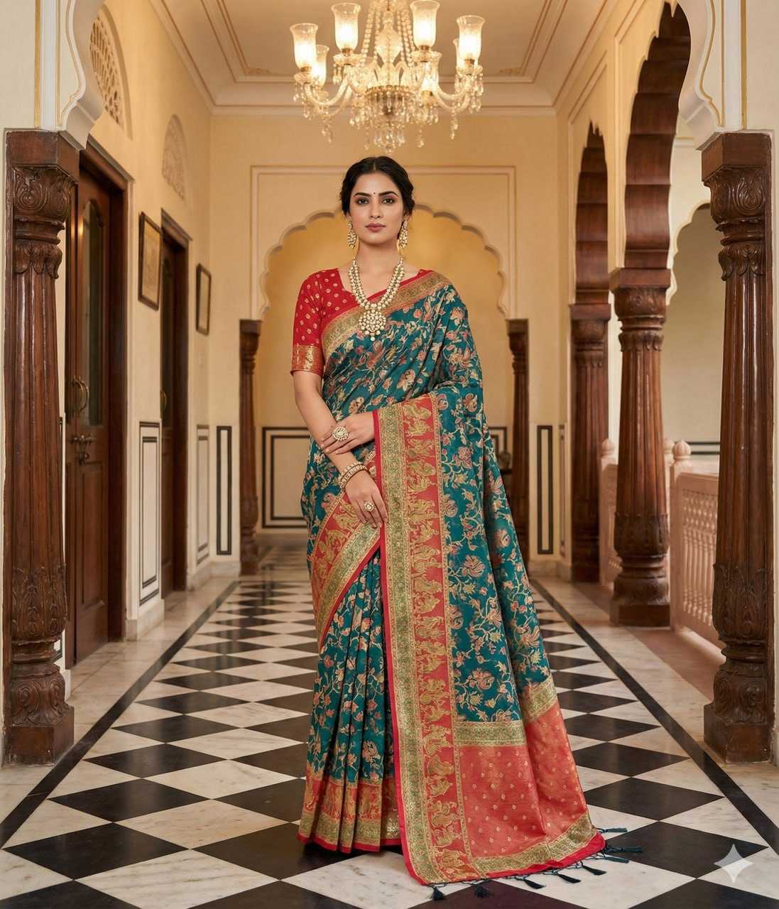 Ynf Dull Moss KESH441 Chandrakala 2 Sarees Wholesale Designer Sarees Printed Sarees Brasso Sarees Manufacturer- Kapda Export