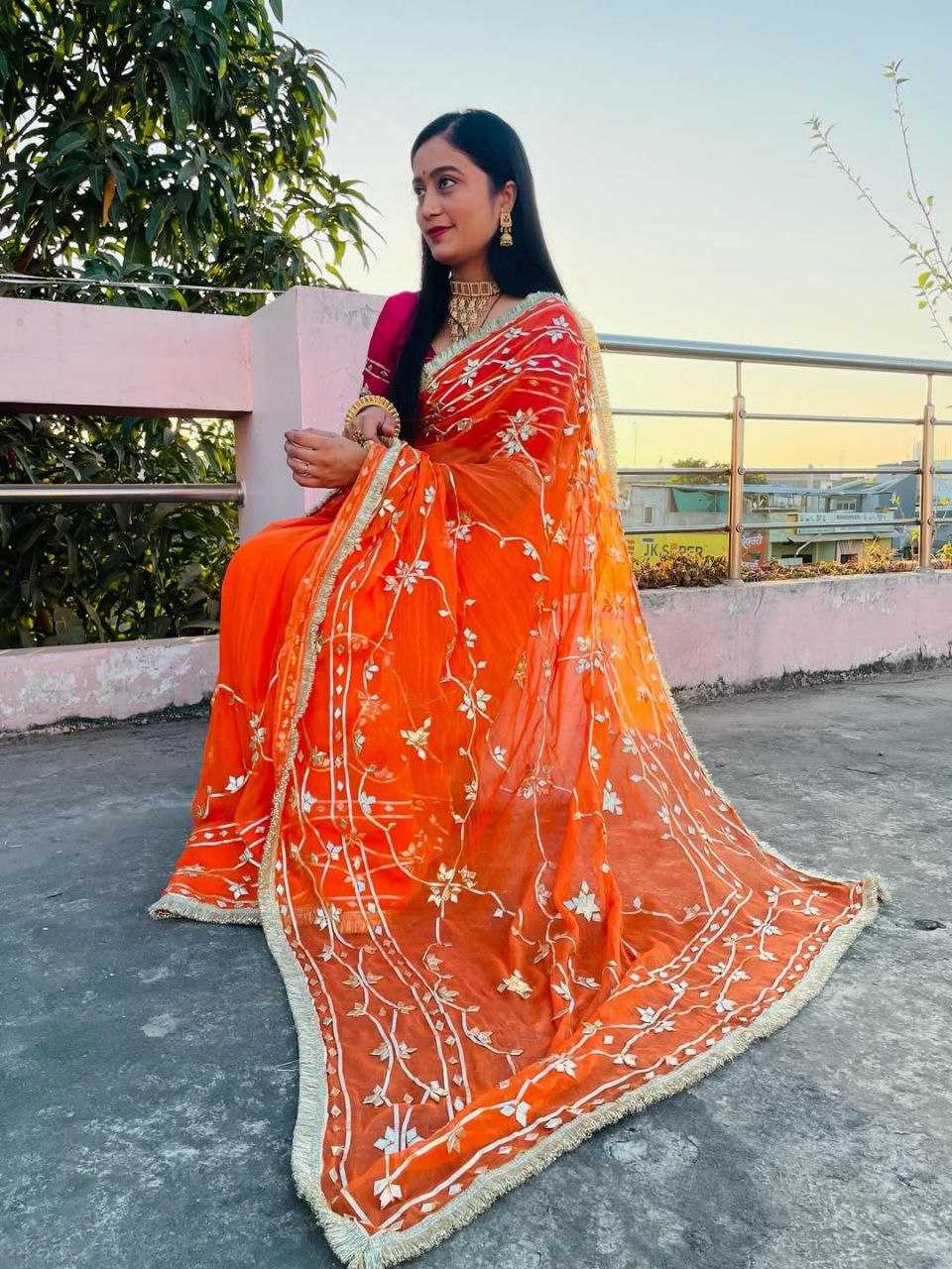 Ynf Georgette KESH538 1218 Sarees Festive Collections Wholesale Georgette Sarees Lace Border Sarees Gota Work Saree Manufacturer- Kapda Export