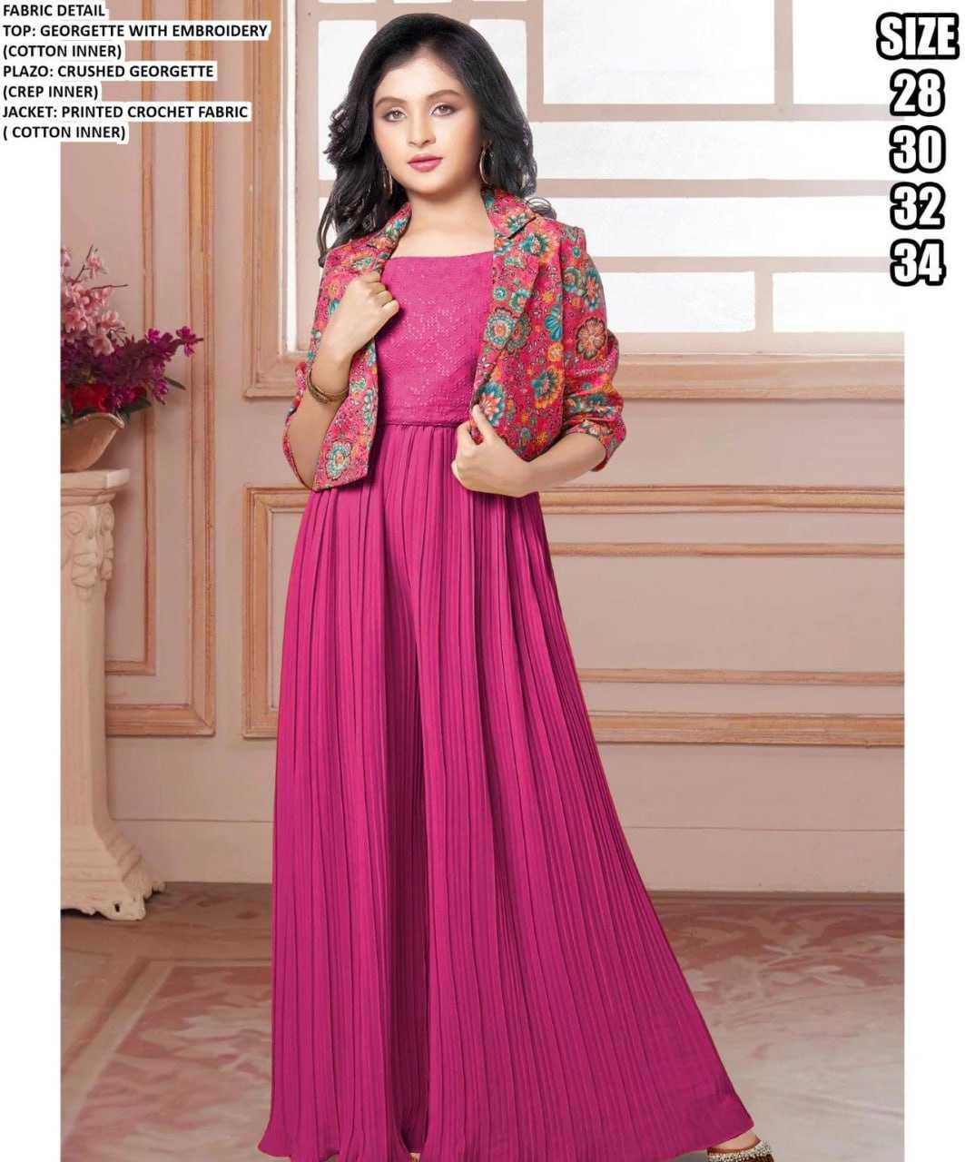 Ynf Georgette KESH642 MEETA Kids Wear Festive Collections Wholesale Kids Festive Wear Kids Wedding Outfits Kids Traditional Jackets Manufacturer- Kapda Export
