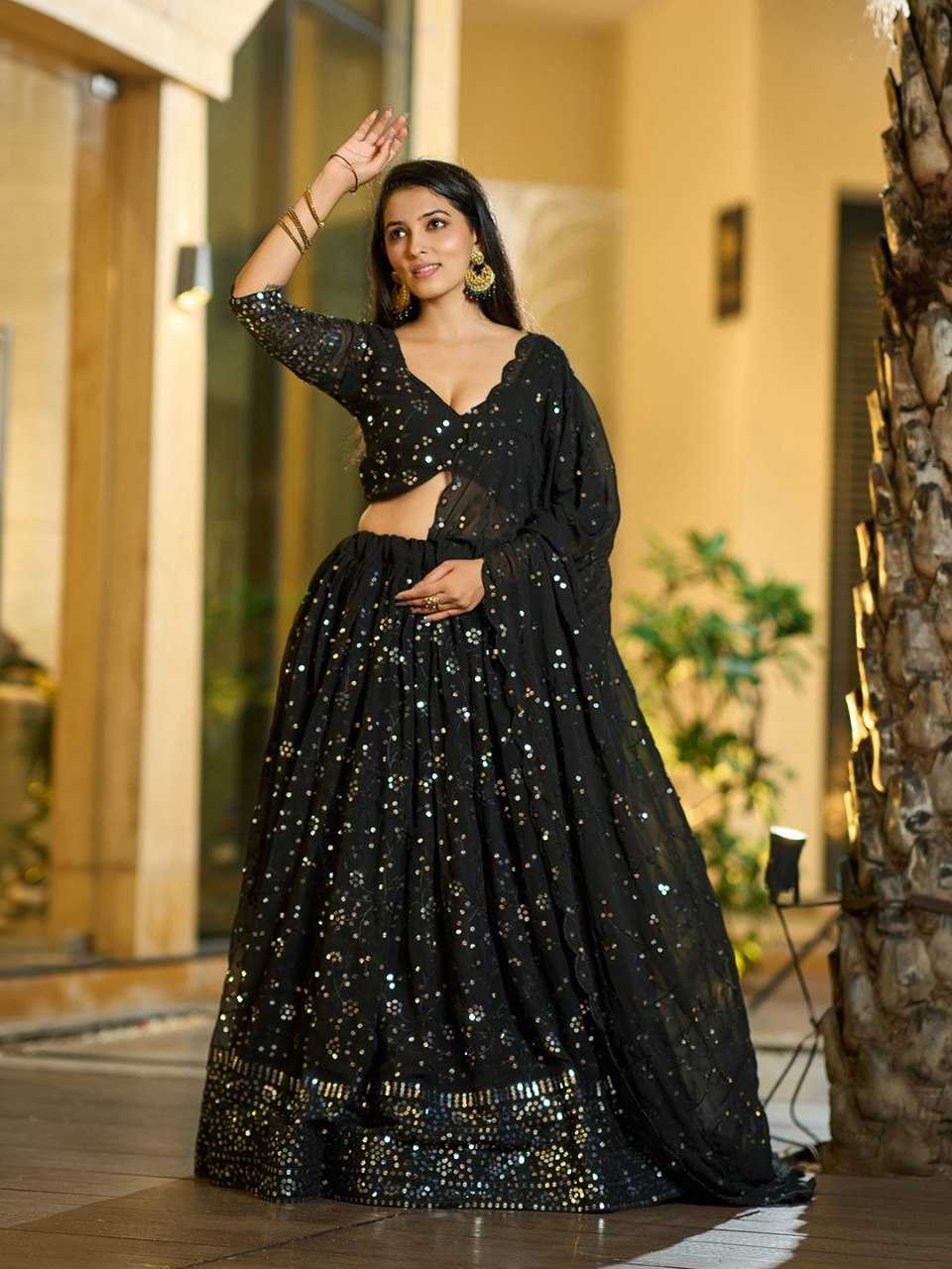 Ynf Georgette KESH643 1010327 Lehengas Wholesale Fancy Lehenga Embroidered Lehenga Lehenga For Reception Sequins Lehenga Manufacturer- Kapda Export