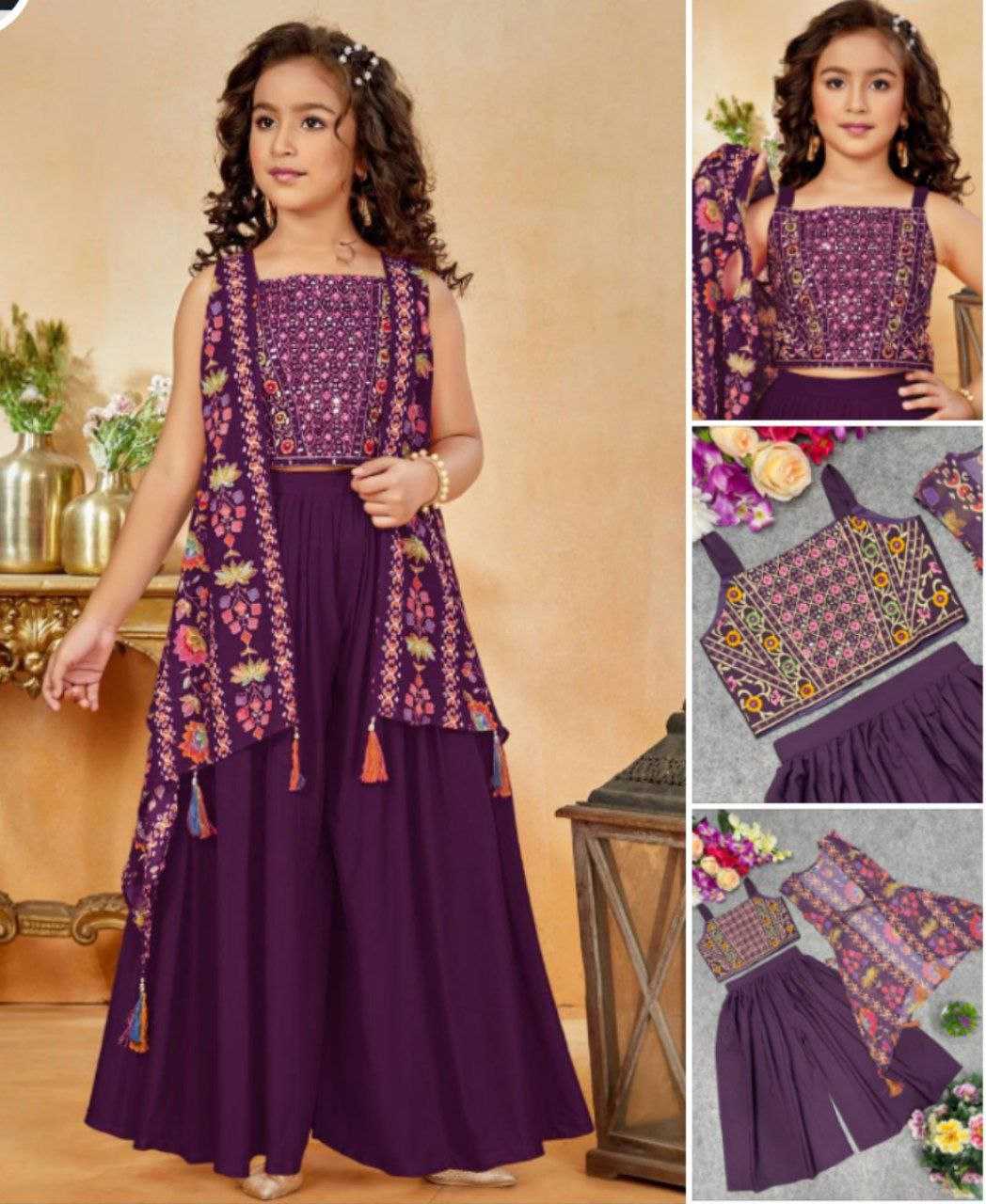 Ynf Heavy Crepe KESH461 166 Kids Wear Wholesale Embroidered Frock Kids Designer Frock Kids Traditional Jackets Manufacturer- Kapda Export