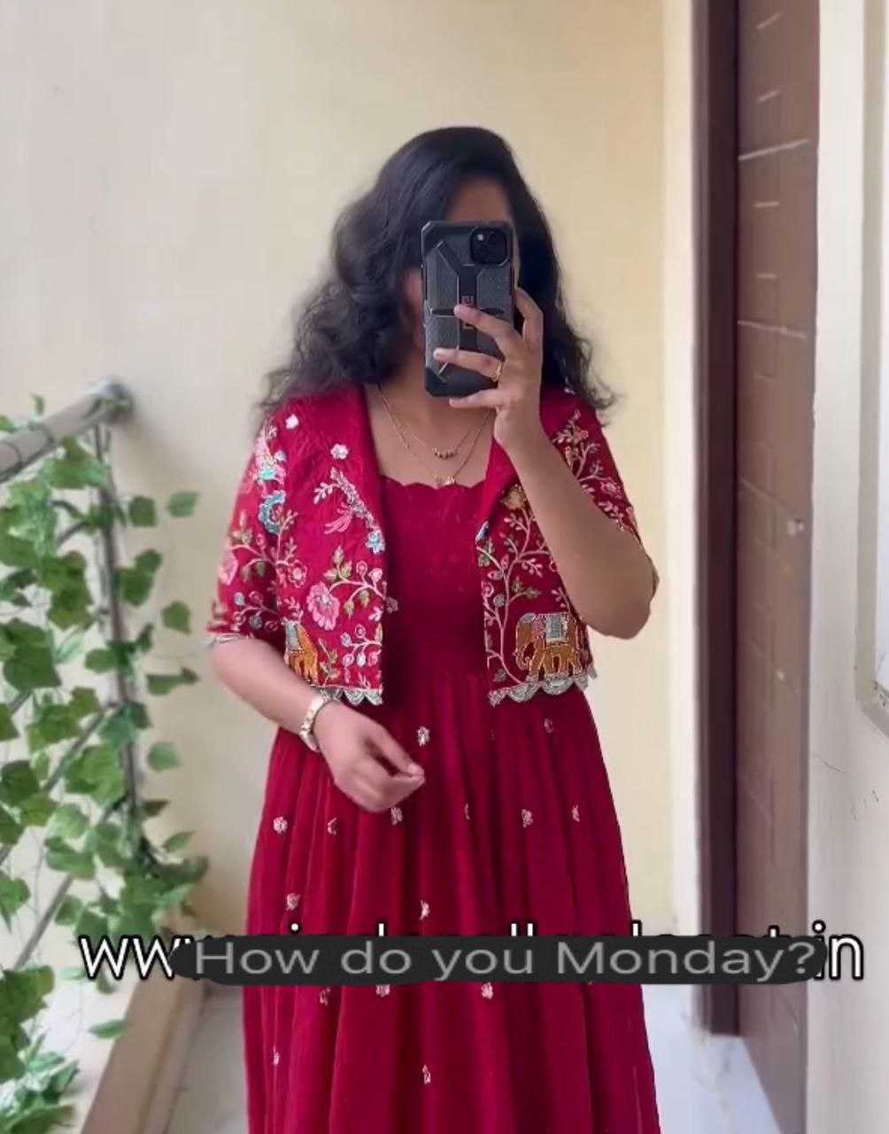 Ynf Heavy Crepe KESH591 218 Gowns Wholesale Fancy Gowns Party Gowns Indo-Western Gown With Jacket Manufacturer- Kapda Export