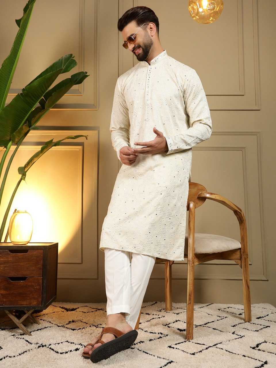 Ynf Khadi Cotton KESH629 07 Mens Wear Wholesale Men Wedding kurta Embroidered Kurta Pajama Festive & Wedding Coats Manufacturer- Kapda Export