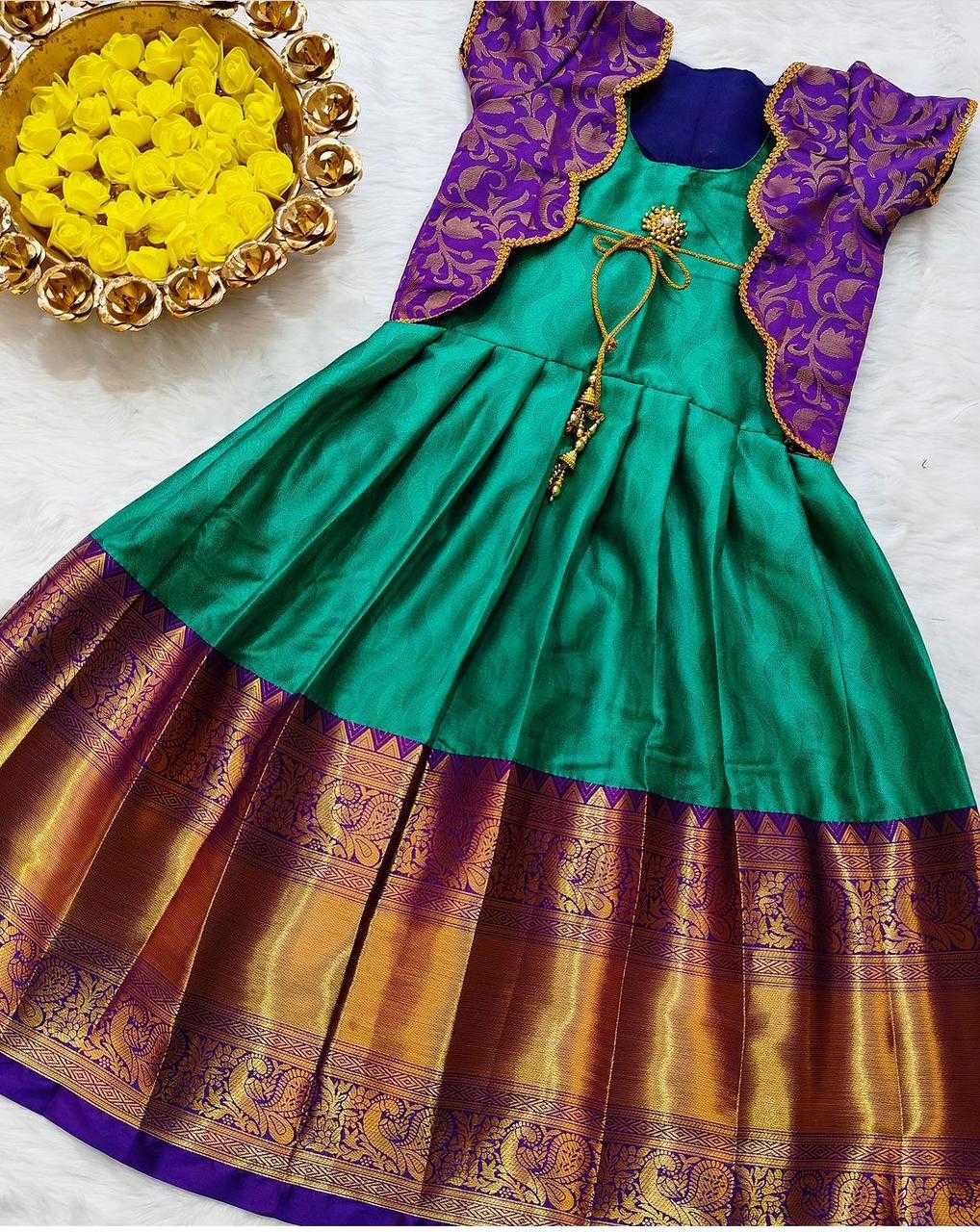 Ynf Lichi Silk RIN235 Snehal Kids Wear Festive Collections Wholesale Kids Gown Kids Frocks Kids Ethnic Gowns Manufacturer- Kapda Export