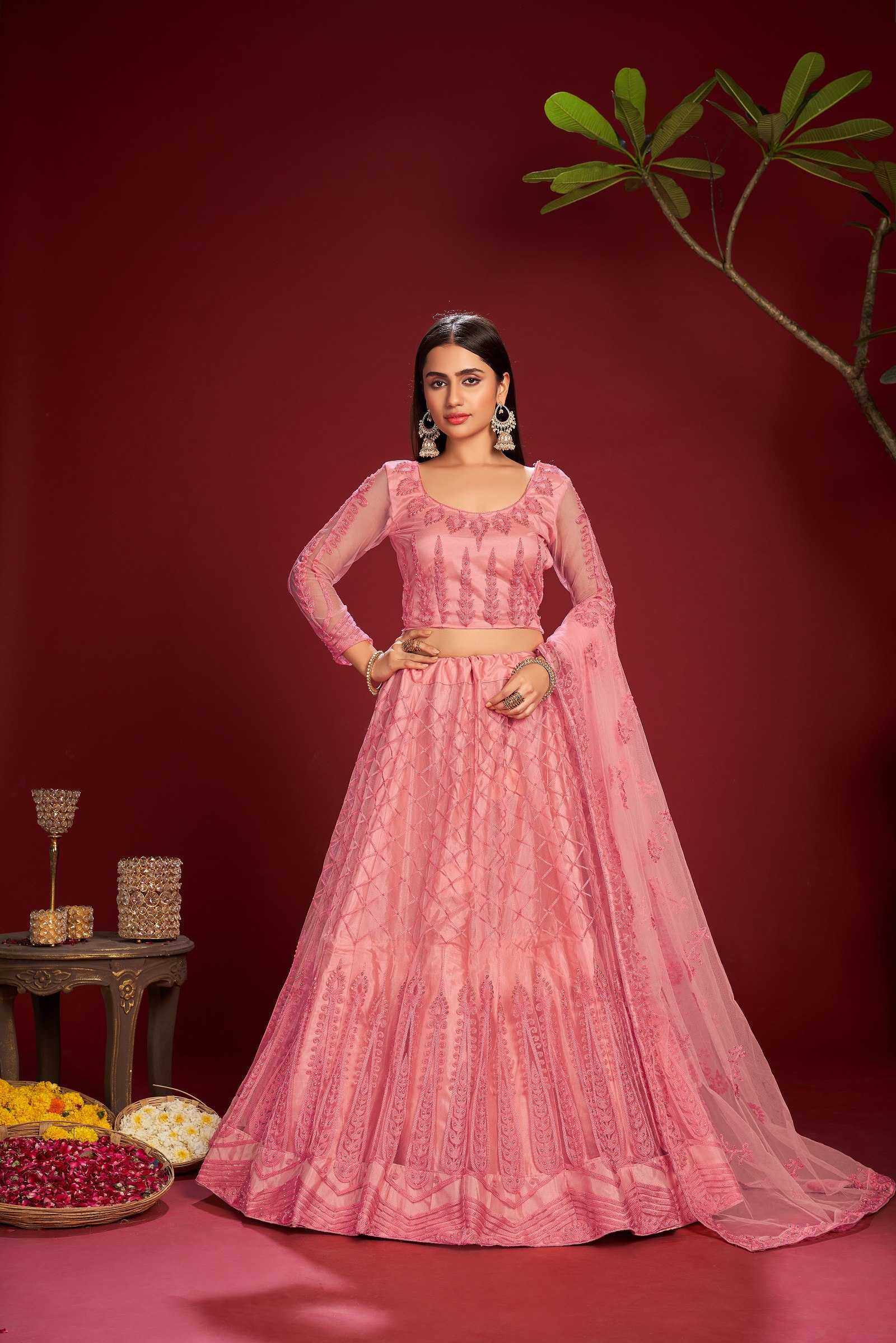 Ynf Net KESH643 1347 Lehengas Wedding Collections Wholesale Embroidered Lehenga Lehenga With Dupatta Pink Lehenga Manufacturer- Kapda Export