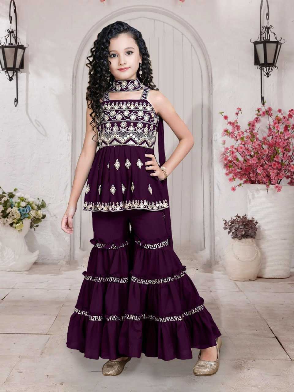 Ynf Poly Crepe KESH642 SUHANI Kids Wear Festive Collections Wholesale Kids Sharara Kids Festive Wear Kids Wedding Outfits Manufacturer- Kapda Export