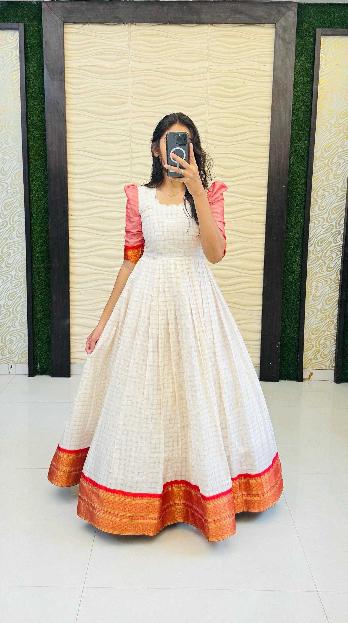 Ynf Silk Cotton RIN235 Mandira Gowns Wholesale Fancy Gowns Party Gowns White Gown Manufacturer- Kapda Export