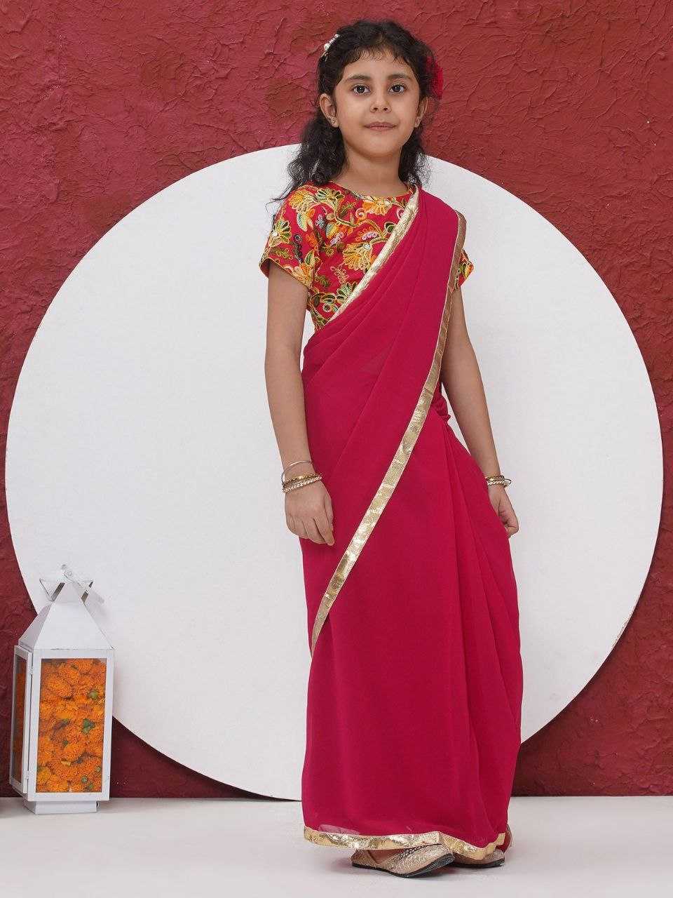 Ynf Soft Dola KESH505 007 Kids Wear Wholesale Kids Saree Dress Kids Festive Wear Kids Party Wear Ethnic Manufacturer- Kapda Export