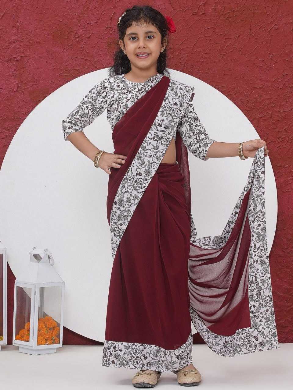 Ynf Soft Dola KESH505 010 Kids Wear Wholesale Kids Saree Dress Kids Festive Wear Kids Party Wear Ethnic Manufacturer- Kapda Export