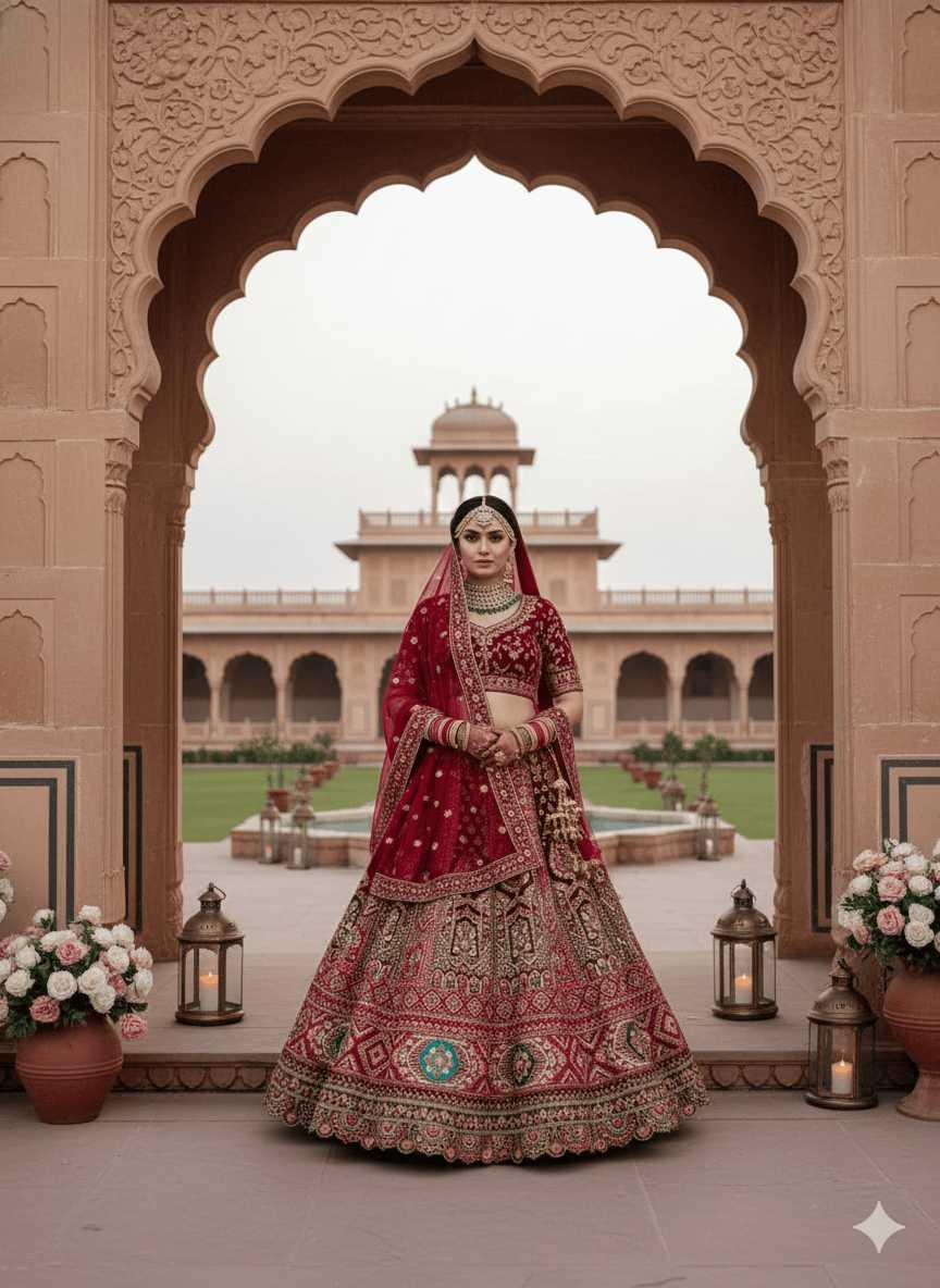 Ynf Velvet KESH639 503 Lehengas Wedding Collections Wholesale Embroidered Lehenga Velvet Lehenga Thread Work Lehenga Manufacturer- Kapda Export