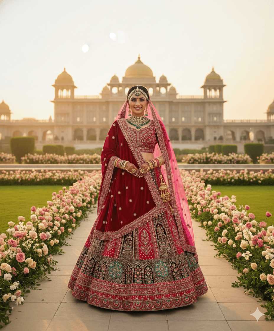 Ynf Velvet KESH639 504 Lehengas Wedding Collections Wholesale Embroidered Lehenga Velvet Lehenga Thread Work Lehenga Manufacturer- Kapda Export