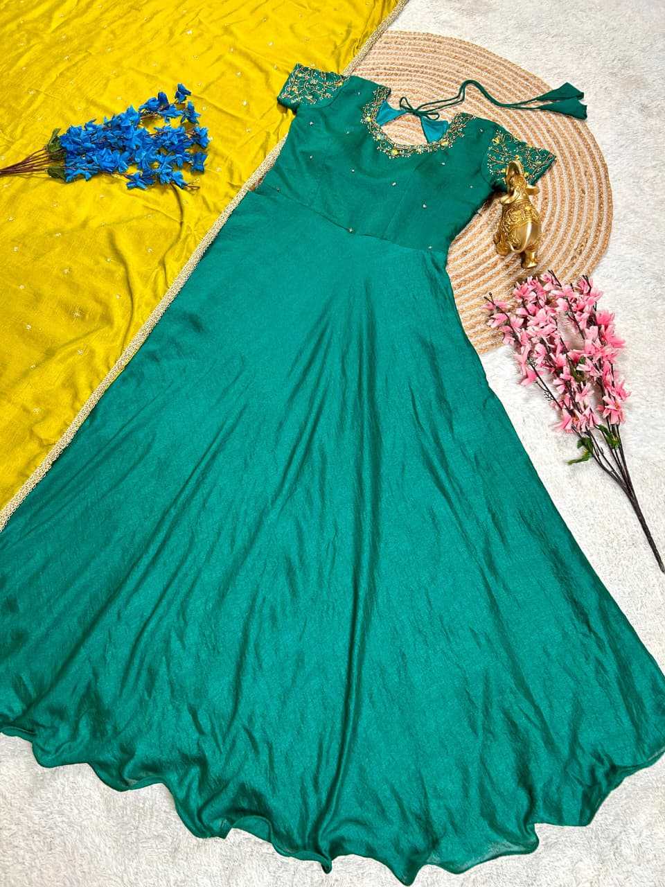 Ynf Vichitra Silk KESH505 Vichitra Gowns Festive Collections Wholesale Silk Gowns Gown With Dupatta Simple Gowns Manufacturer- Kapda Export