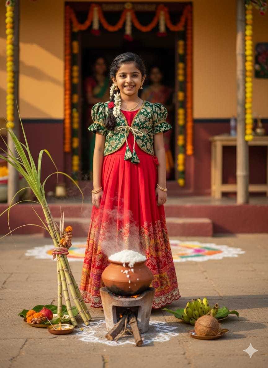 Ynf Viscose KESH505 Pongal Kids Wear Festive Collections Wholesale Kids Ethnic Gowns Kids Festive Wear Pongal Collections Manufacturer- Kapda Export