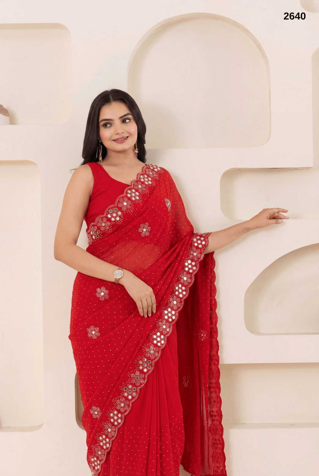 Ynf Blooming KESH114 2640 Sarees Festive Collections Wholesale Swarovski Sarees Mirror Work Saree Sarees With Blouse Manufacturer- Kapda Export