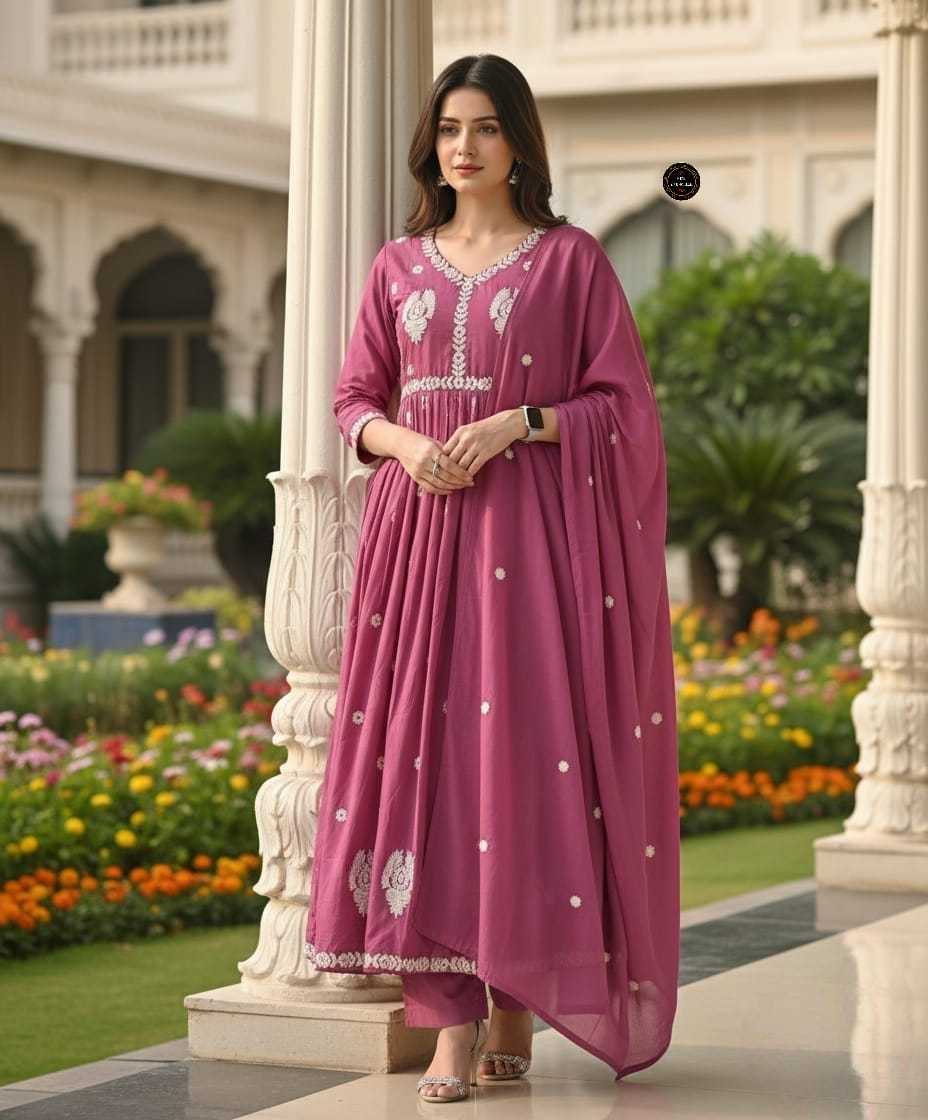 Ynf Chanderi Cotton KESH536 RASHI Gowns Wholesale Anarkali Gown Party Gowns Embroidered Gown Manufacturer- Kapda Export