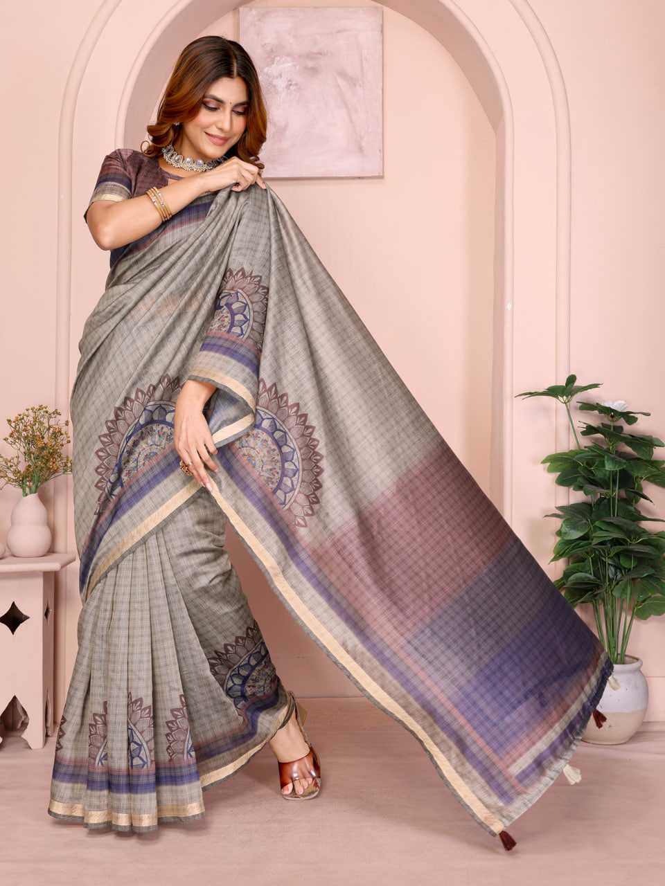 Ynf Chanderi Silk KESH553 304 Sarees Wholesale Printed Sarees Lace Border Sarees Golden Sarees Manufacturer- Kapda Export