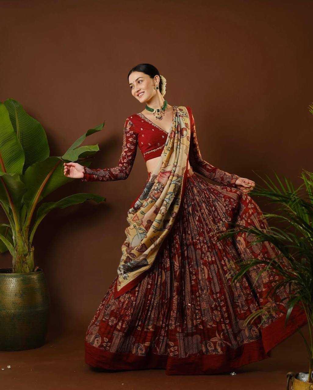 Ynf Chinon KESH485 54 Lehengas Festive Collections Wholesale Kalamkari Lehenga Printed Lehenga Chaniya Choli Manufacturer- Kapda Export