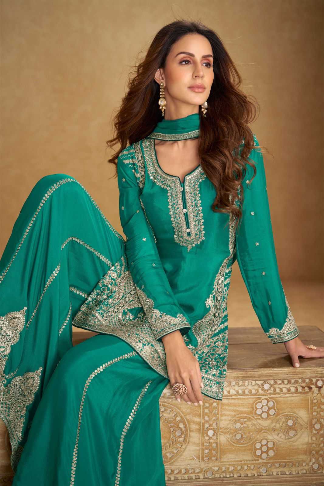 Ynf Chinon KESH587 Gulkayra NIRVI Suits & Dresses Wholesale Patiala Suits Palazzo Suit Embroidered Suits Manufacturer- Kapda Export