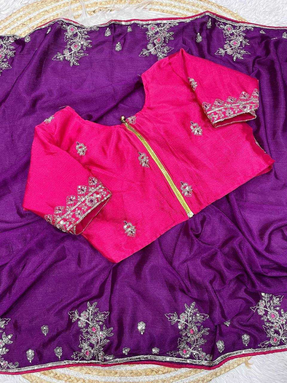 Ynf Chinon RIN230 659 Sarees Wholesale Festive Sarees Sarees With Blouse Purple Sarees Manufacturer- Kapda Export
