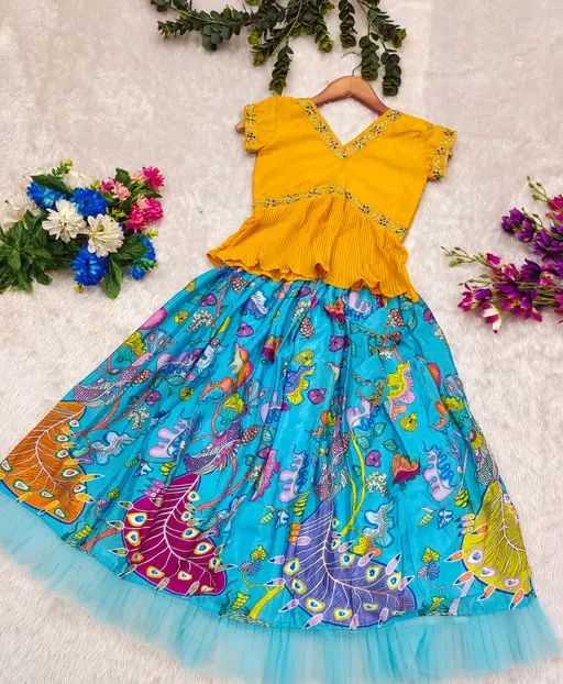 Ynf Chinon Silk RIN235 LOTUS Kids Wear Wholesale Kids Lehenga Embroidered Frock Kids Party Wear Ethnic Manufacturer- Kapda Export
