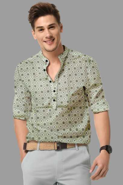 Ynf Cotton KESH662 ST52 Mens Wear Wholesale Casual Wear Men Short Kurta Mens Printed Shirts Manufacturer- Kapda Export