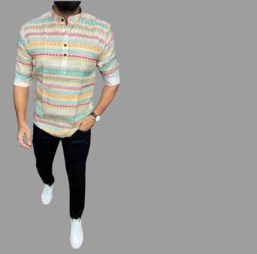 Ynf Cotton KESH662 ST58 Mens Wear Wholesale Casual Wear Mens Printed Shirts Indo Western Manufacturer- Kapda Export