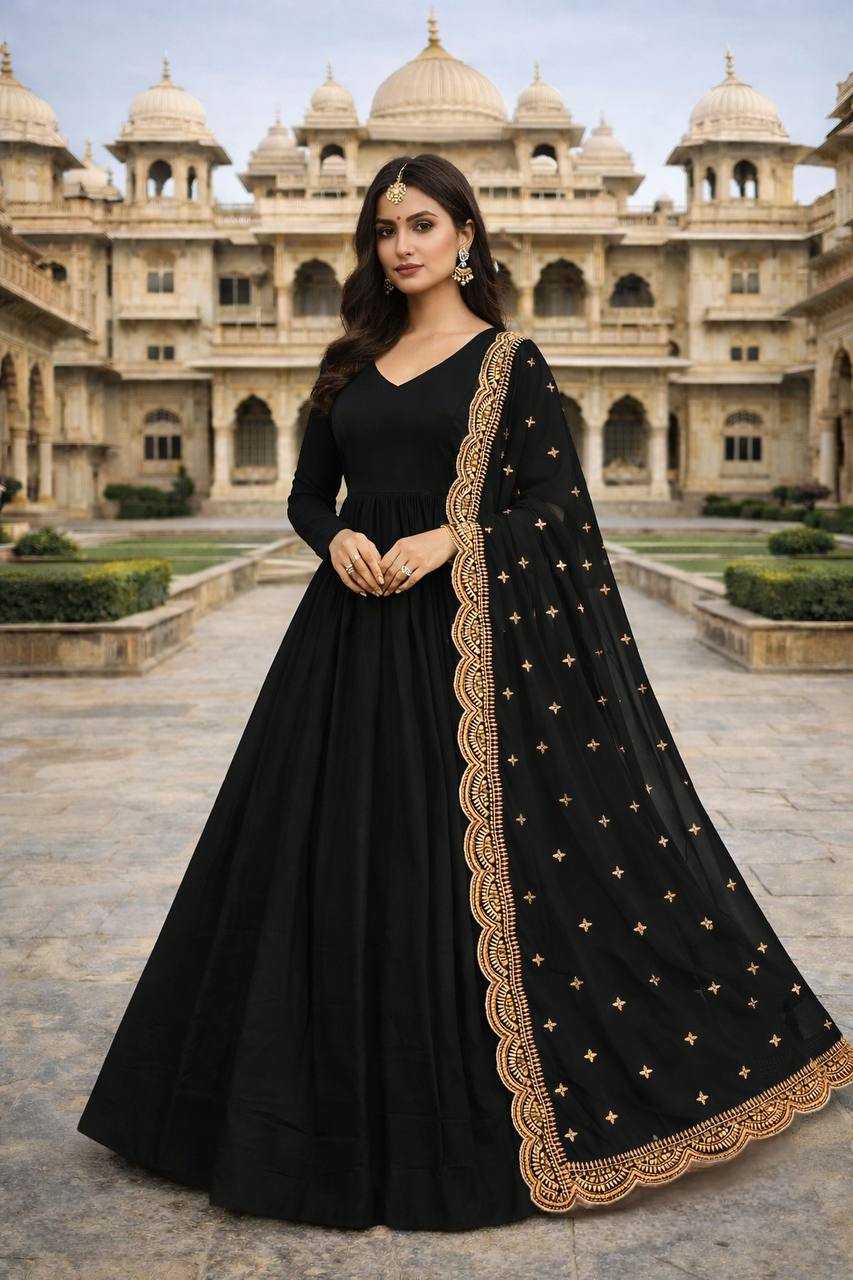 Ynf Faux Georgette KESH175 Dhanvi Gowns Wholesale Embroidery Gowns Feeding Gown Sequin Gowns Manufacturer- Kapda Export