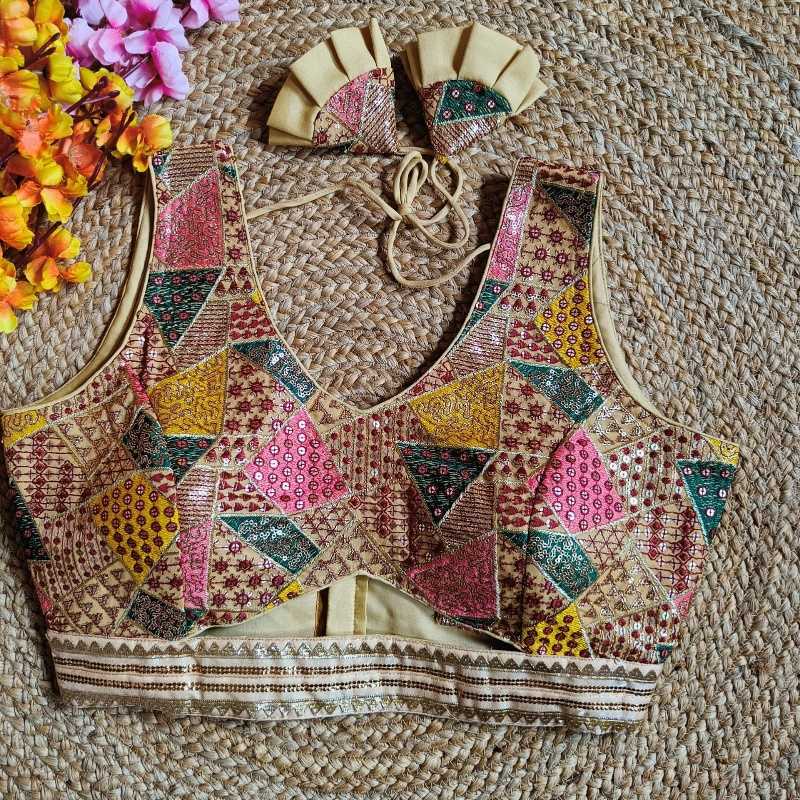 Ynf Faux Georgette KESH411 anjana Readymade Blouses Wholesale Sequence Embroidery Blouse Designer Blouse Party Wear Blouse Manufacturer- Kapda Export