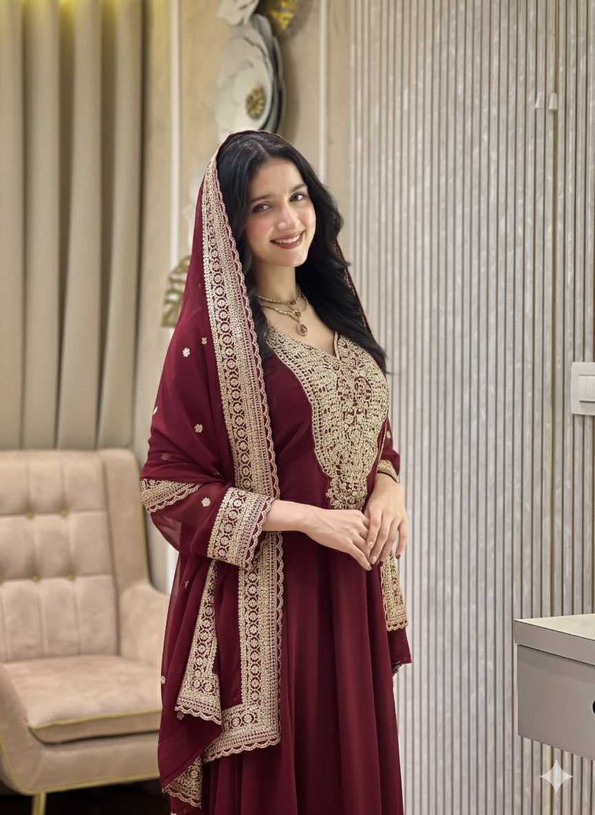 Ynf Faux Georgette RIN212 7099 Gowns Wholesale Embroidery Gowns Party Gowns Long Gowns Manufacturer- Kapda Export