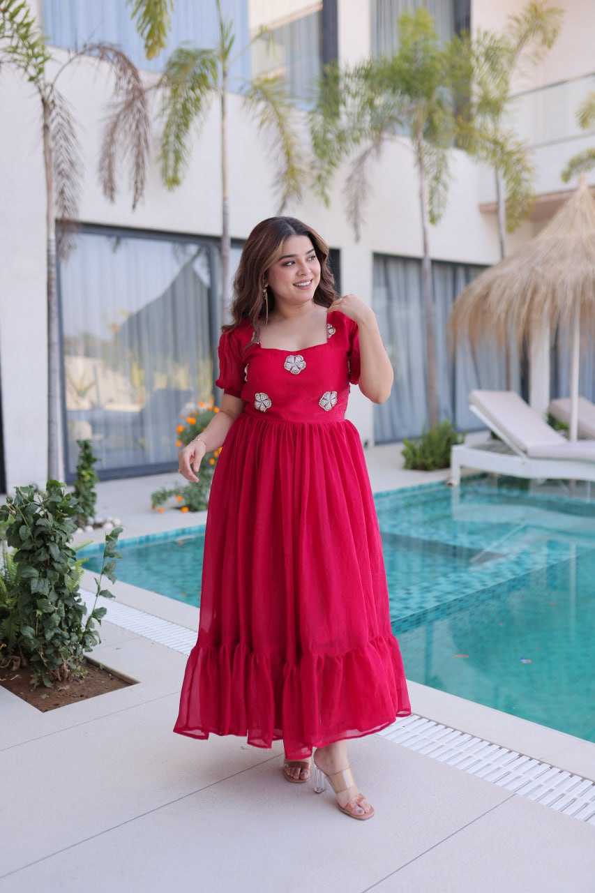 Ynf FENDY Silk KESH489 1224 Gowns Wholesale Embroidery Gowns Party Gowns Evening Gowns Manufacturer- Kapda Export