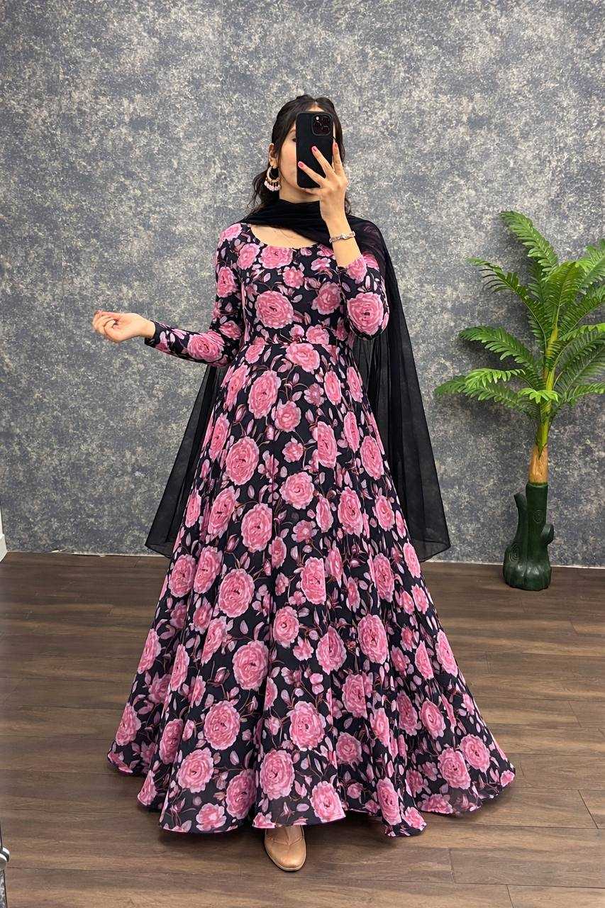 Ynf Georgette KESH544 georgette Gowns Wholesale Printed Gowns Long Gowns Simple Gowns Manufacturer- Kapda Export
